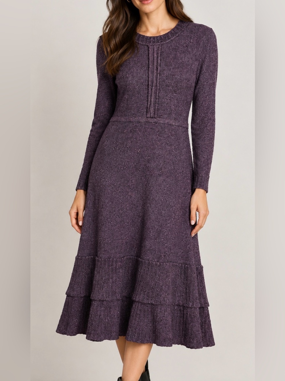 NWT Nanette Lepore Plum Metallic Shimmer Knit Dress XL Holiday Party Winter Chic